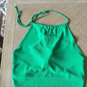 Vibrant Green Open Back Halter Top